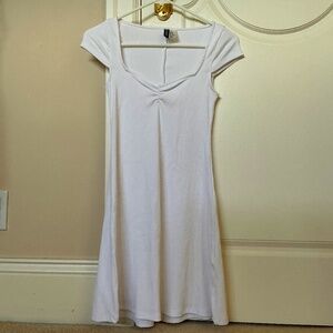 XS H&M White Cap-Sleeved Jersey Dress
